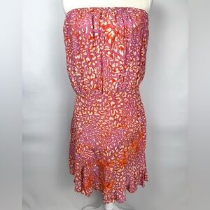 NWT TAJ by Sabrina Crippa Strapless Dress Floral Embroidery Animal Print Large